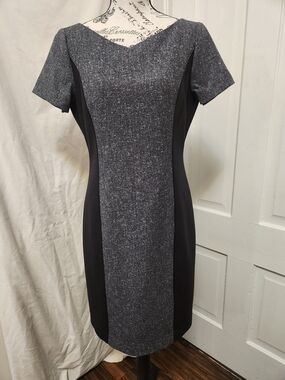 Tahari Gray & Black Sophisticated Panel Dress NWT Sz 8 $248